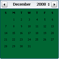 Example of a Date Selection widget