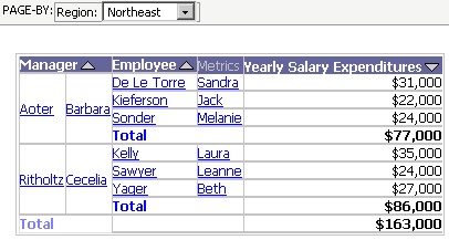Example of Grouping Data by Page