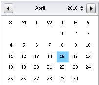 Example of a Date Selection selector